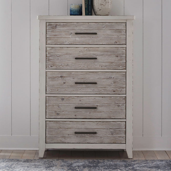 Liberty Furniture Backroads Drawer Chest in Weathered White/Parchment Brown image