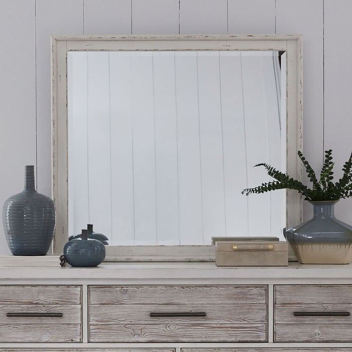 Liberty Furniture Backroads Landscape Mirror in Weathered White/Parchment Brown image