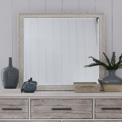 Liberty Furniture Backroads Landscape Mirror in Weathered White/Parchment Brown image