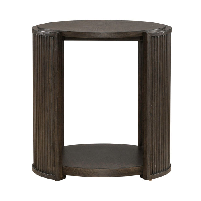 City View Round End Table in Coffee Bean
