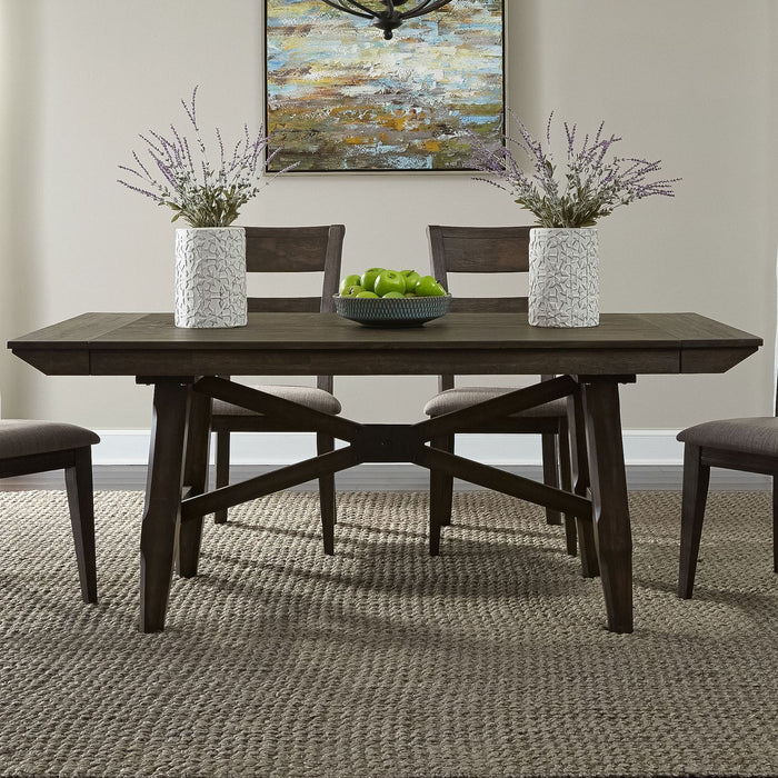 Liberty Furniture Double Bridge Trestle Table in Dark Chestnut image