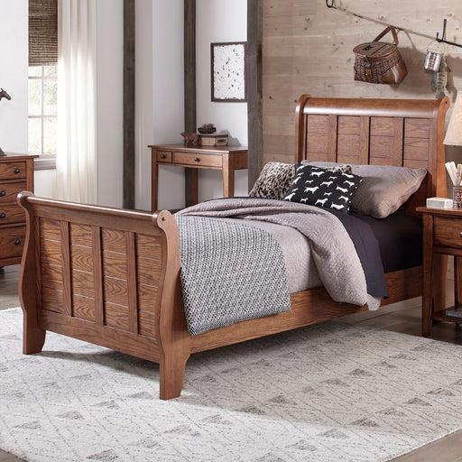 Liberty Furniture Grandpa's Cabin Youth Twin Sleigh Bed in Aged Oak image