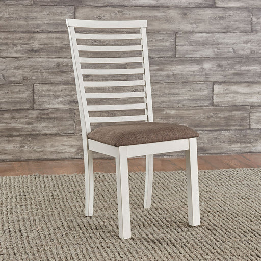 Liberty Furniture Brook Bay Uph Ladder Back Side Chair (Set of 2) in Textured White image