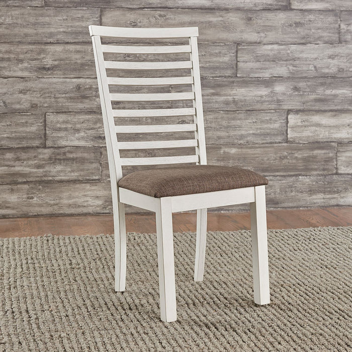 Liberty Furniture Brook Bay Uph Ladder Back Side Chair (Set of 2) in Textured White image