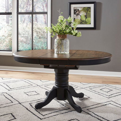 Liberty Furniture Carolina Crossing Oval Pedestal Table in Black image