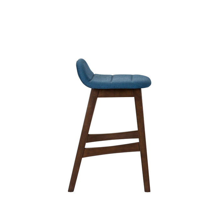 Space Saver 24" Counter Chair (Blue) in Satin Walnut (Set of 2)