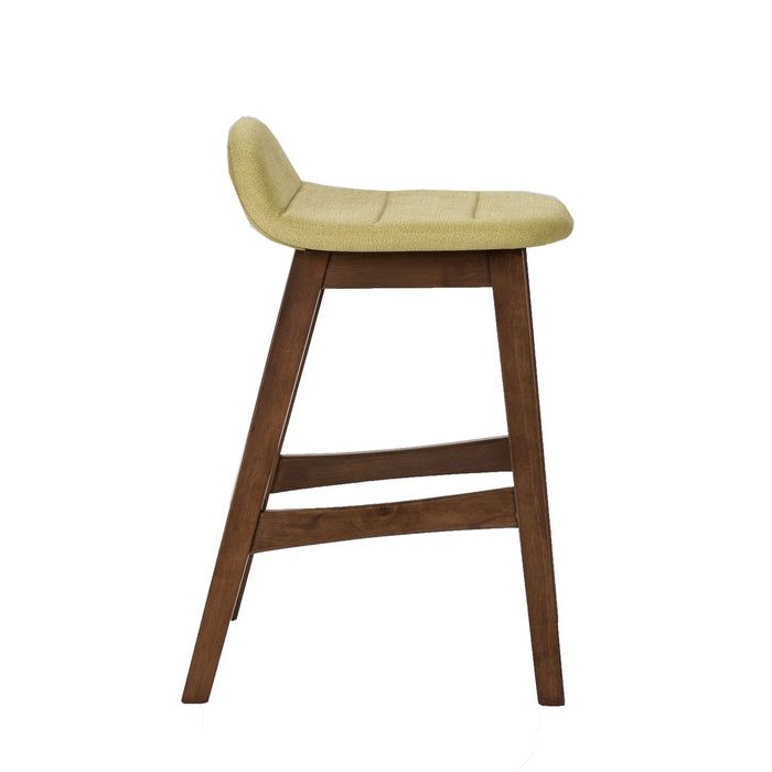 Space Saver 24" Counter Chair (Green) in Satin Walnut (Set of 2)