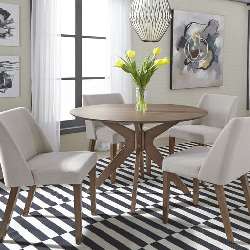 Liberty Furniture Space Saver Round Pedestal Table in Satin Walnut image