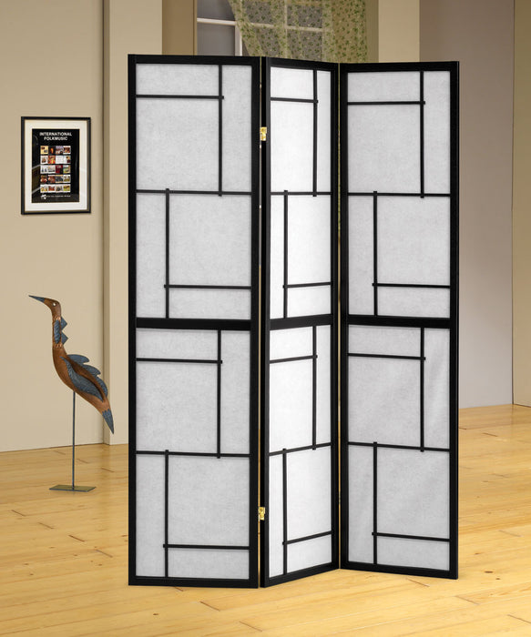 Damis 3-panel Folding Floor Screen Black and White