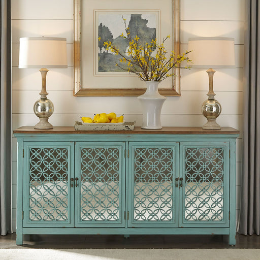 Liberty Furniture Kensington 4 Door Accent Cabinet in Turquoise image