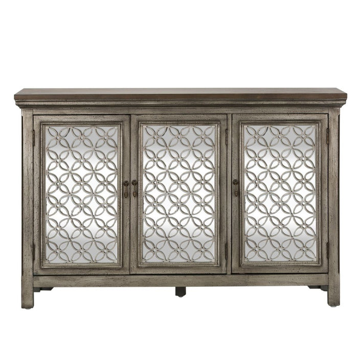 Liberty Furniture Westridge 3 Door Accent Cabinet in Wire Brushed Gray and White image