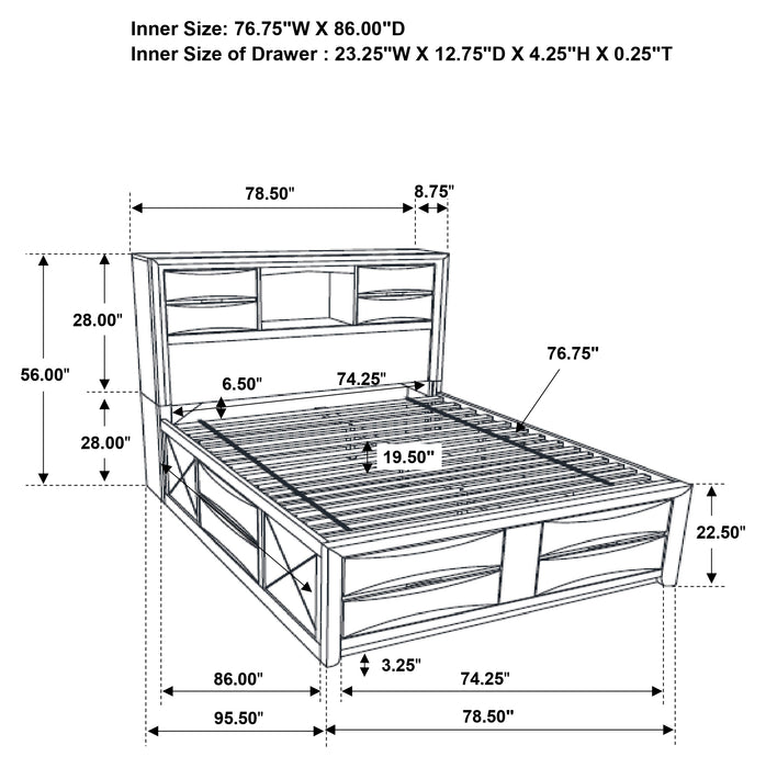 Briana Bookcase Platform Storage Bed
