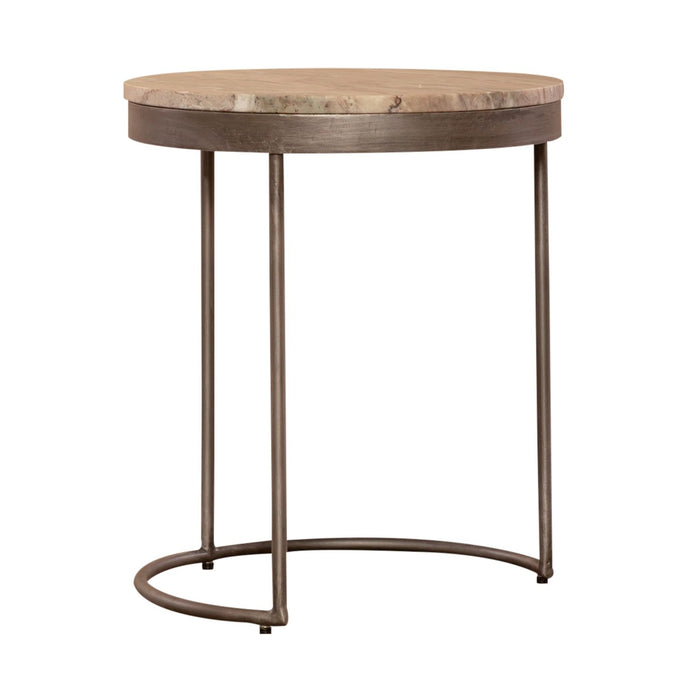 Eclipse Nesting Tables in Greystone Marble Top w/ Pewter Metal