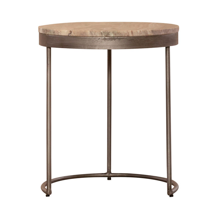 Eclipse Nesting Tables in Greystone Marble Top w/ Pewter Metal