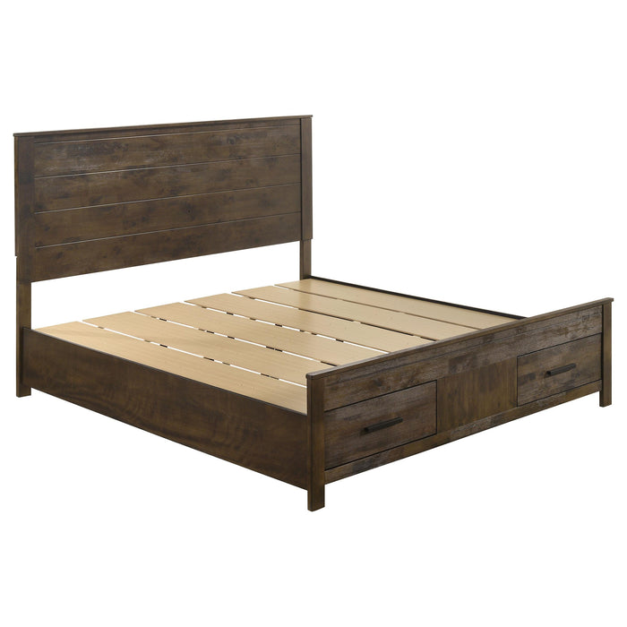 Woodmont Eastern King & Queen Storage Bed Rustic Golden Brown