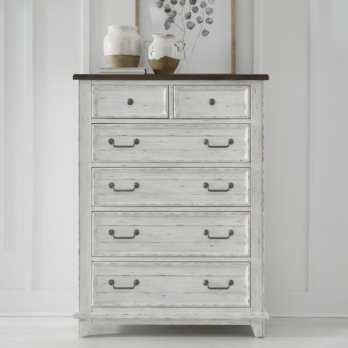 Liberty Furniture River Place 6 Drawer Chest in Riverstone White and Tobacco image