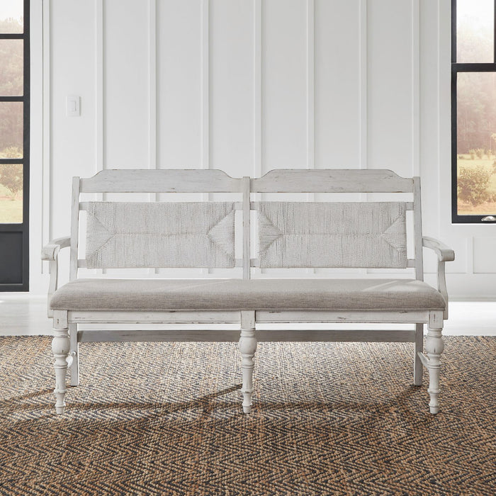 Liberty Furniture River Place Panel Back Bench in Riverstone White & Tobacco image