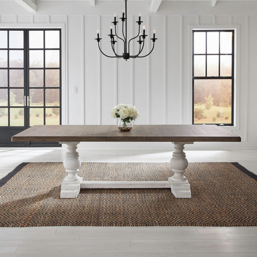 Liberty Furniture River Place Trestle Table in Riverstone White & Tobacco image