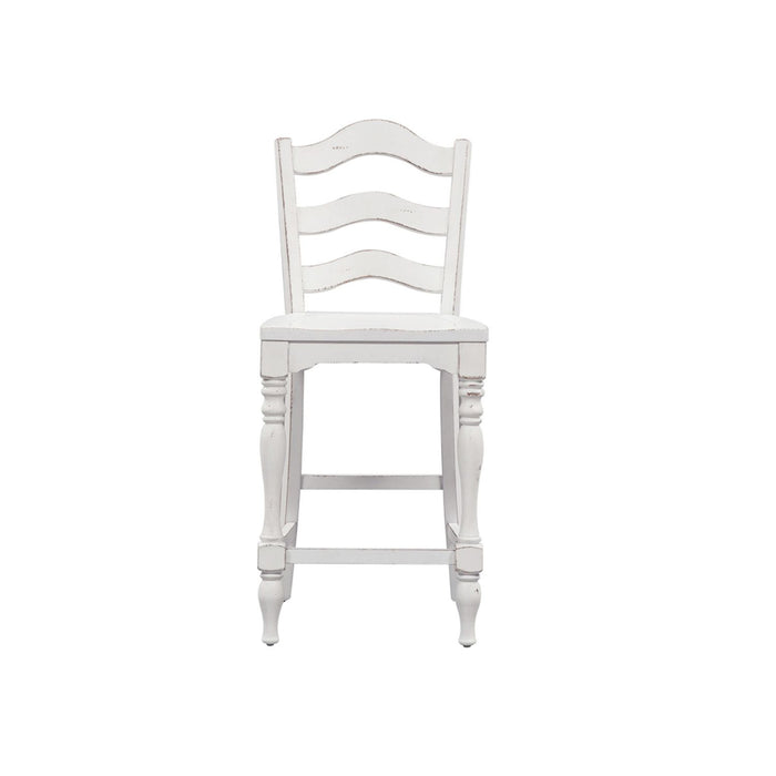 Liberty Furniture Magnolia Manor Ladder Back Counter Chair (Set of 2) in Antique White & Weathered Bark