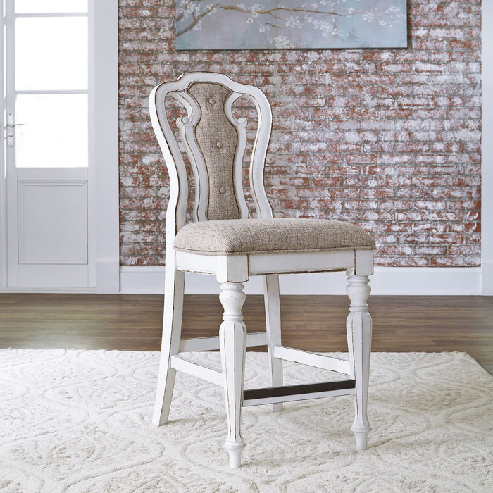 Liberty Furniture Magnolia Manor Upholstered Counter Height Chair in Antique White (Set of 2) image