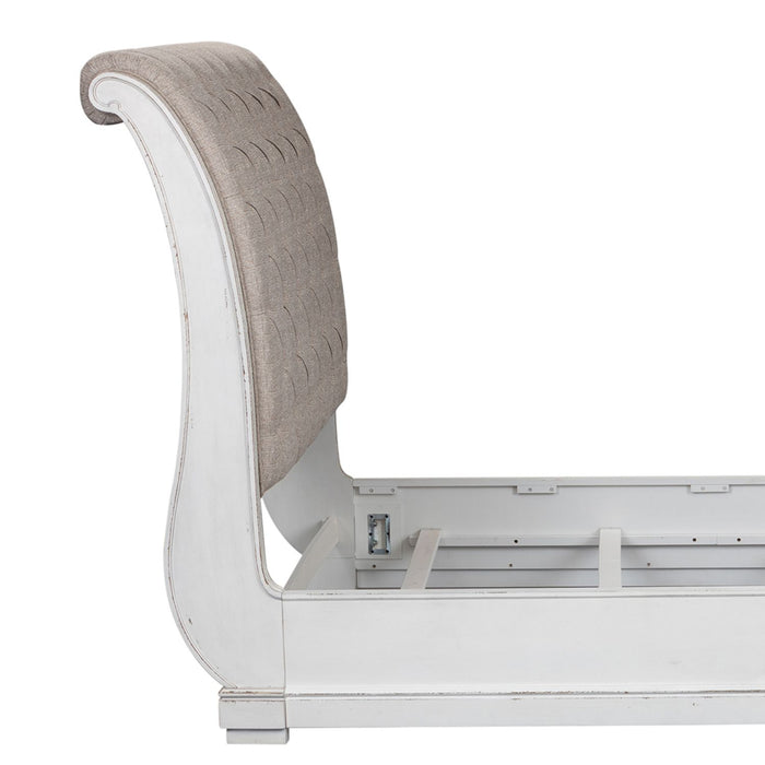 Magnolia Manor Queen Upholstered Sleigh Bed in Antique White