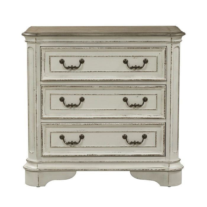 Magnolia Manor 3 Drawer Bedside Chest in Antique White