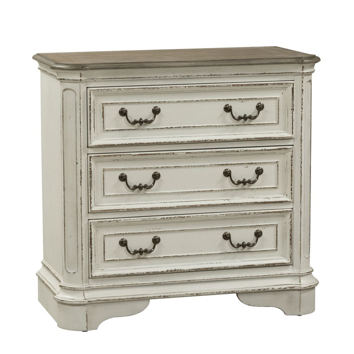 Magnolia Manor 3 Drawer Bedside Chest in Antique White