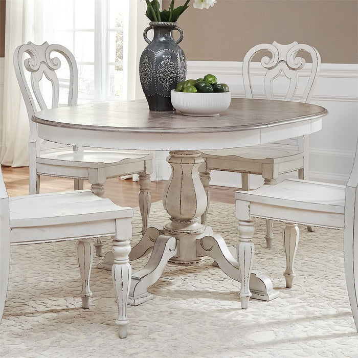Liberty Furniture Magnolia Manor Round/Oval Pedestal Table in Antique White