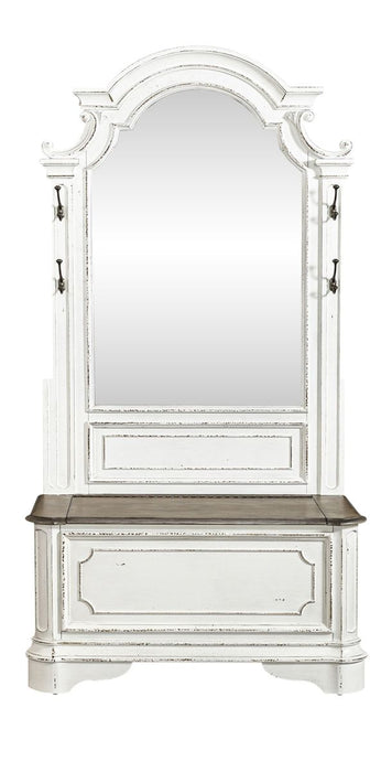 Liberty Furniture Magnolia Manor Hall Tree Base with Tree Top in Antique White & Weathered Bark image