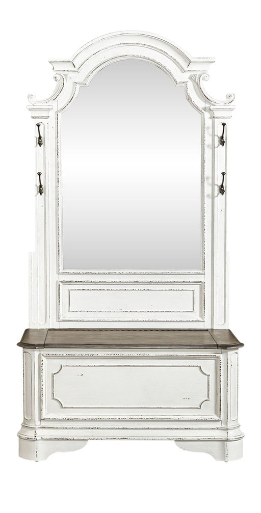 Liberty Furniture Magnolia Manor Hall Tree Base with Tree Top in Antique White & Weathered Bark image