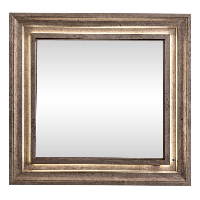 Horizons Lighted Mirror in Graystone