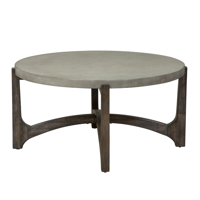 Cascade Round Cocktail Table in Wire Brush Rustic Brown