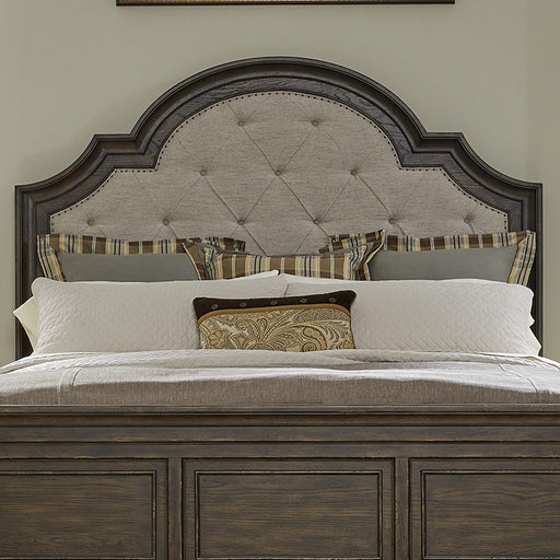 Liberty Furniture Paradise Valley Queen Upholstered Bed in Saddle Brown image
