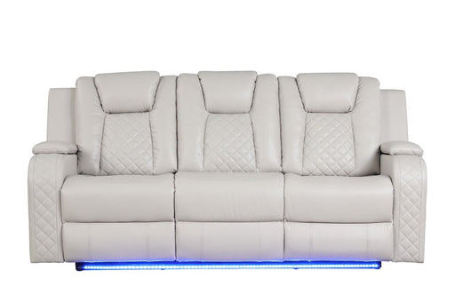 Galaxy Home Benz LED & Power Reclining Sofa in Ice/White image