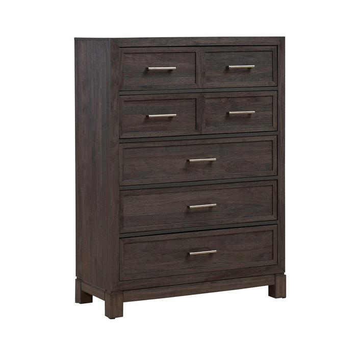 Modern Edge 5 Drawer Chest in Caffe