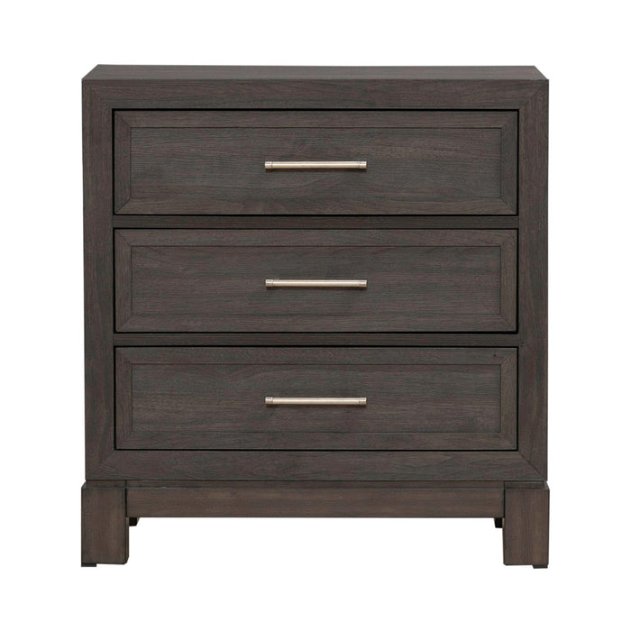 Modern Edge Nightstand w/ Charging Station in Caffe