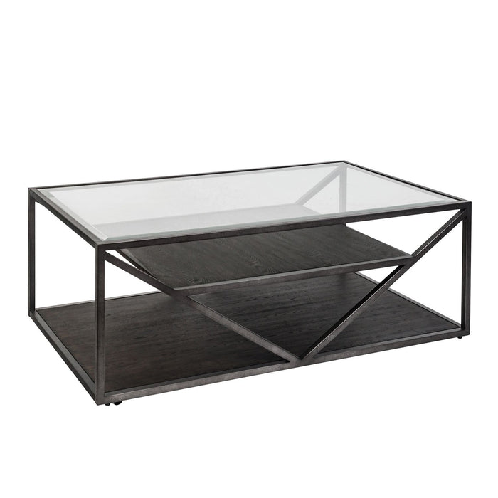 Arista Rectangular Cocktail Table in Cobblestone Brown