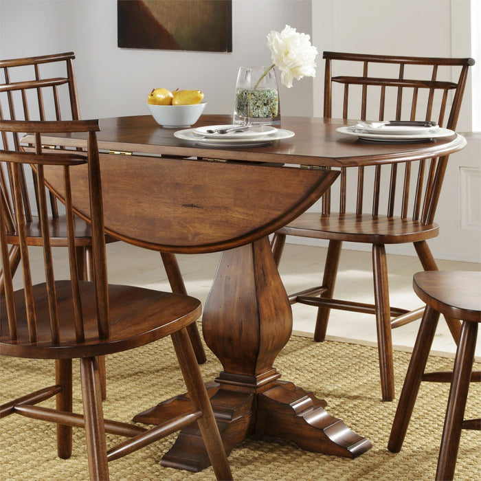 Liberty Furniture Creations II Drop Leaf Pedestal Table in Tobacco Finish image