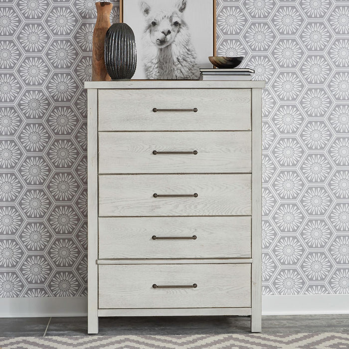 Liberty Modern Farmhouse 5 Drawer Chest in White image