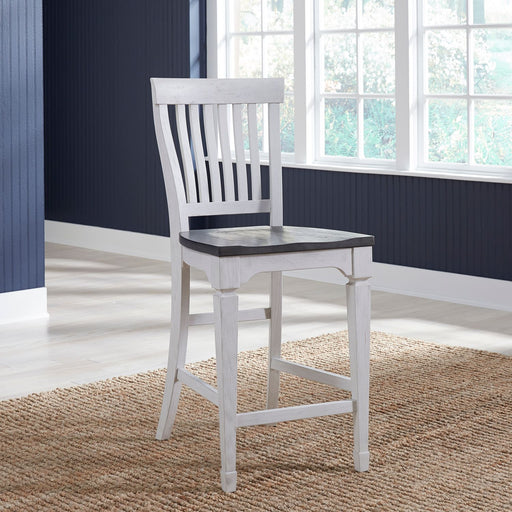 Liberty Furniture Allyson Park Counter Height Slat Back Chair in White with Charcoal (Set of 2) image