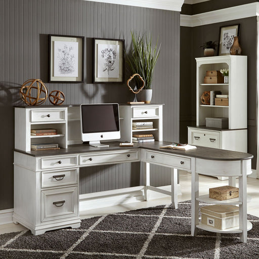 Liberty Furniture Allyson Park L Shape Writing Desk in Wirebrushed White image