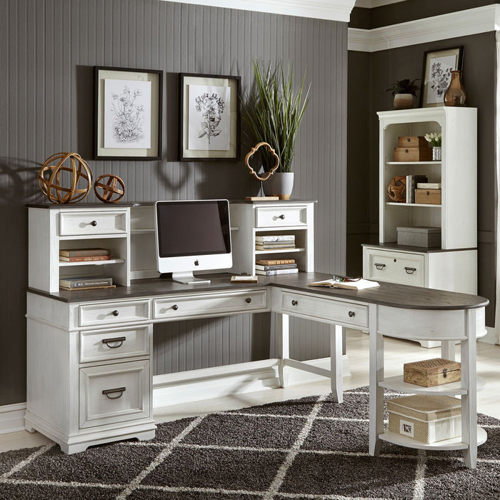 Liberty Furniture Allyson Park L Shape Writing Desk in Wirebrushed White image