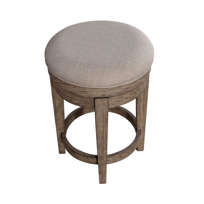 City Scape Upholstered Swivel Console Stool in White Oak Veneers