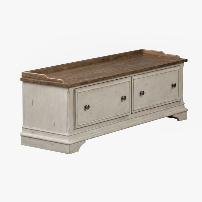 Morgan Creek Storage Hall Bench in Antique White