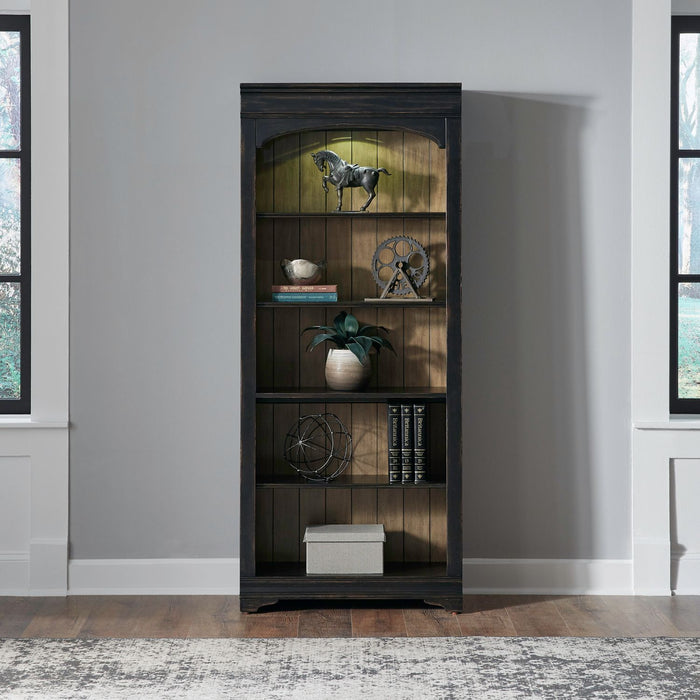 Liberty Furniture Meritage 2pc Bunching Bookcase in Aged Charcoal w/ Rub Thru/Caramel image