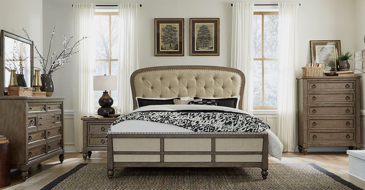 Liberty Furniture Americana Farmhouse King Shelter Bed in Dusty Taupe 615-BR-KSH