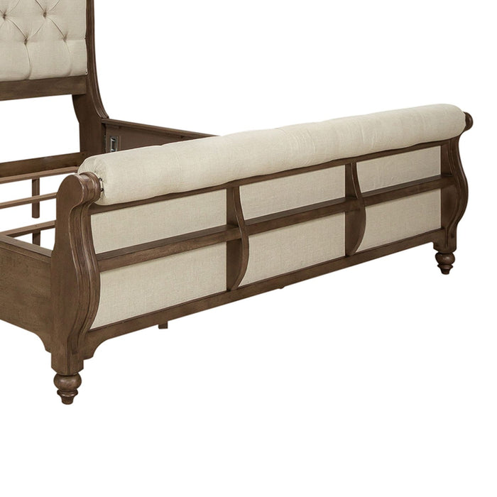 Americana Farmhouse Queen Sleigh Bed in Dusty Taupe