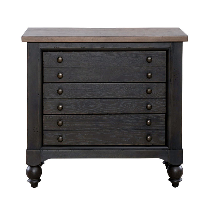 Americana Farmhouse 6 Drawer Bedside Chest in Black