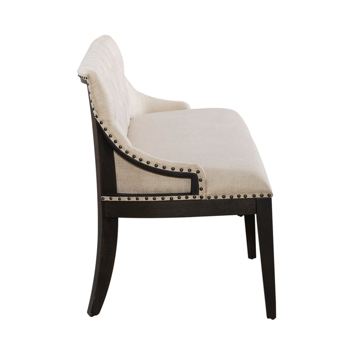 Americana Farmhouse Uph Shelter Dining Bench in Dusty Taupe & Black