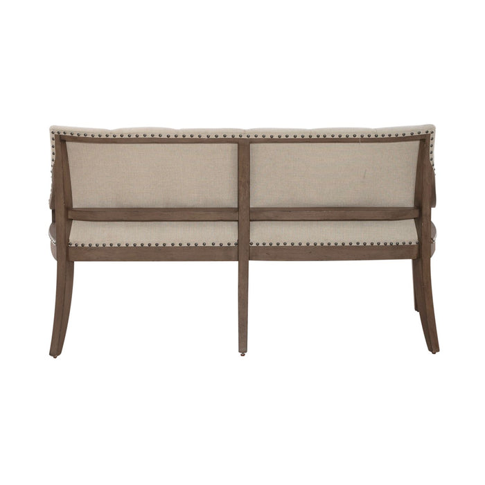 Americana Farmhouse Uph Shelter Dining Bench in Dusty Taupe & Black